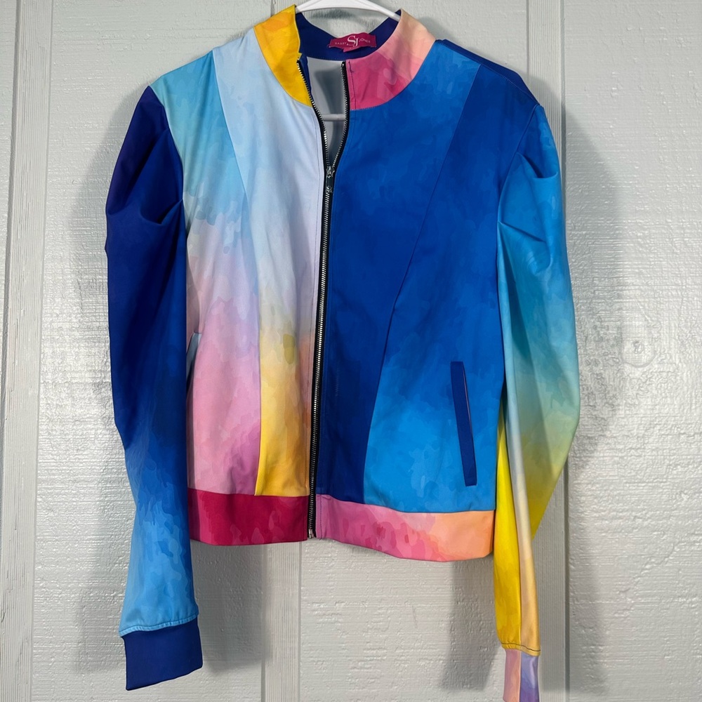Sassy Jones Women’s Long Sleeve Full Zip Multicolor Jacket  Size Large EUC - Picture 2 of 7